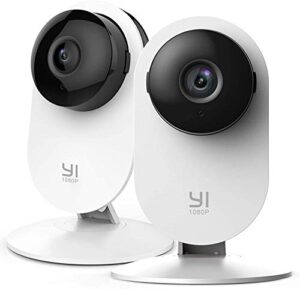 yi 2pc security home camera, 1080p 2.4g wifi smart indoor ip cam with night vision, 2-way audio, ai human detection in phone app, pet cat dog cam, works with alexa and google