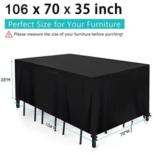 Relime Patio Furniture Covers, 106 x 70 x 35 inch Waterproof Patio Cover, Durable 420D UV Protection Outdoor Table Set Cover with 4 Windproof Buckles No Tears Anti UV No Fading