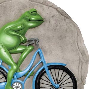 Spoontiques - Garden Décor - Frog on Bicycle Stepping Stone - Decorative Stone for Garden