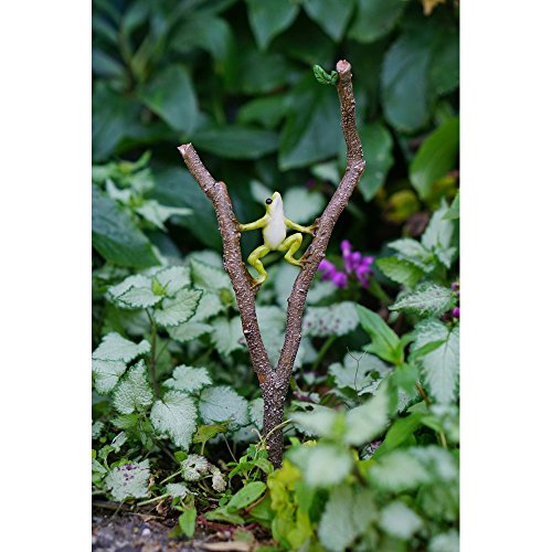 Top Collection 4398 Miniature Fairy Garden Frog Climbing Branch & Planter Stake Decor, Small