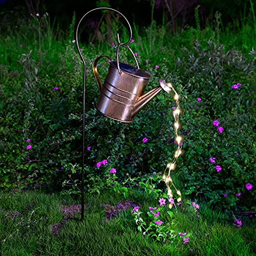 Garden Decor Solar Lights Outdoor Watering Can Decoration Hanging Lantern Waterproof for Lawn Patio Garden Courtyard Yard Pathway Walkway Outdoor Gardening Gifts, Grandma Mom Birthday Gifts Women