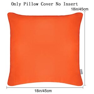 Set of 4 Outdoor Pillow Covers, Waterproof Decorative Square Throw Pillow Case for Garden Patio Tent Couch (Cover Only,No Insert) (Orange, 18x18 inch/ 45x45cm)