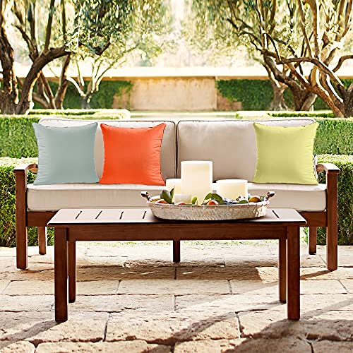 Set of 4 Outdoor Pillow Covers, Waterproof Decorative Square Throw Pillow Case for Garden Patio Tent Couch (Cover Only,No Insert) (Orange, 18x18 inch/ 45x45cm)