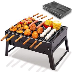 charcoal grill barbecue portable bbq – stainless steel folding grill tabletop outdoor smoker bbq for picnic garden terrace camping travel、travel bbq