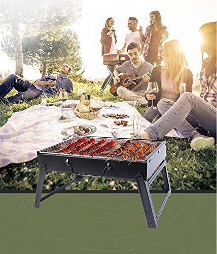 Charcoal Grill Barbecue Portable BBQ - Stainless Steel Folding Grill Tabletop Outdoor Smoker BBQ for Picnic Garden Terrace Camping Travel、travel bbq