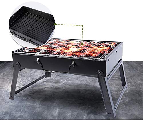 Charcoal Grill Barbecue Portable BBQ - Stainless Steel Folding Grill Tabletop Outdoor Smoker BBQ for Picnic Garden Terrace Camping Travel、travel bbq