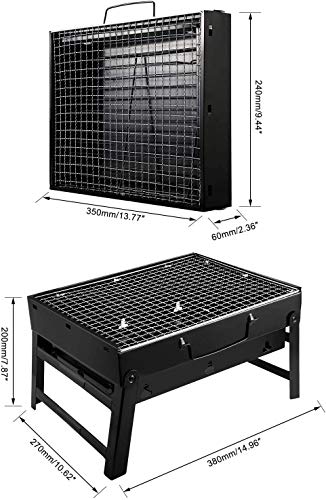 Charcoal Grill Barbecue Portable BBQ - Stainless Steel Folding Grill Tabletop Outdoor Smoker BBQ for Picnic Garden Terrace Camping Travel、travel bbq