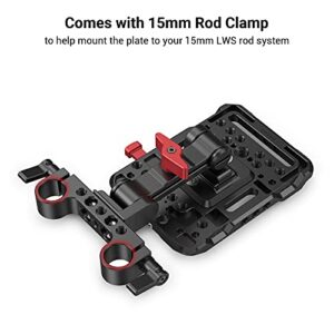 SmallRig V Mount Battery Plate, V-Lock Mount Battery Plate with 15mm Rod Clamp & Adjustable Arm for Power Supply - 2991