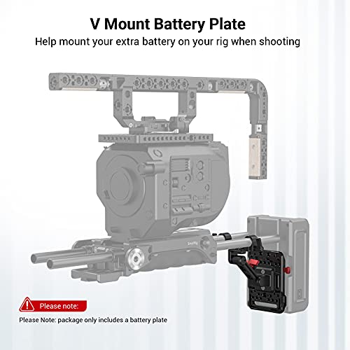 SmallRig V Mount Battery Plate, V-Lock Mount Battery Plate with 15mm Rod Clamp & Adjustable Arm for Power Supply - 2991