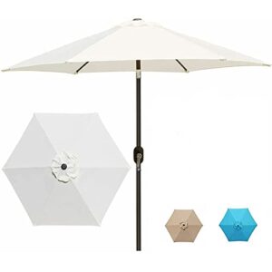 patio umbrella outdoor table umbrella with 6 sturdy ribs, tilt adjustment and crank lift, for garden lawn deck and pool (cream)