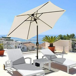 Patio Umbrella Outdoor Table Umbrella with 6 Sturdy Ribs, Tilt Adjustment and Crank Lift, for Garden Lawn Deck and Pool (cream)