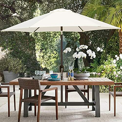 Patio Umbrella Outdoor Table Umbrella with 6 Sturdy Ribs, Tilt Adjustment and Crank Lift, for Garden Lawn Deck and Pool (cream)