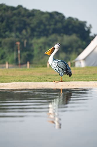 TERESA'S COLLECTIONS Pelican Statues Outdoor, 16.5 Inch Metal Pelican Decor Coastal Ocean Bird Decorative Garden Statues & Sculptures Yard Art Lawn Ornaments for Patio Porch Backyard Decorations