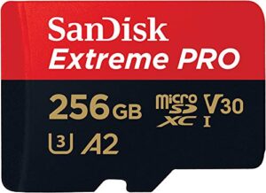 sandisk 256gb extreme pro durable, captures 4k uhd video, 200mb/s read and 140mb/s write microsd uhs-i card for recording outdoor adventures and weekend trips