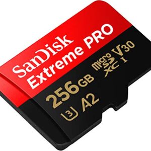 SanDisk 256GB Extreme Pro Durable, Captures 4K UHD Video, 200MB/s Read and 140MB/s Write microSD UHS-I Card for Recording Outdoor Adventures and Weekend Trips