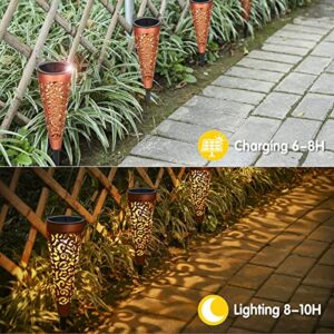 Bonsery Solar Lights Outdoor Waterproof IP65, 6 Pack Decorative Outdoor Solar Garden Lights, Solar Pathway Lights Solar Powered Landscape Backyard Lawn Decor Lighting Stakes 15 Lumen