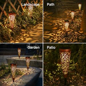 Bonsery Solar Lights Outdoor Waterproof IP65, 6 Pack Decorative Outdoor Solar Garden Lights, Solar Pathway Lights Solar Powered Landscape Backyard Lawn Decor Lighting Stakes 15 Lumen