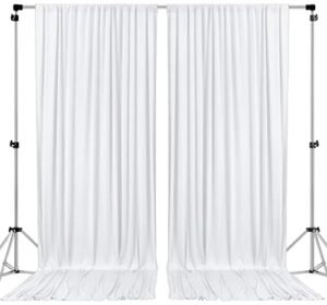 ak trading co. 10 feet x 10 feet polyester backdrop drapes curtains panels with rod pockets – wedding ceremony party home window decorations – white