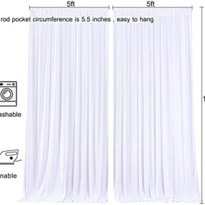 AK TRADING CO. 10 feet x 10 feet Polyester Backdrop Drapes Curtains Panels with Rod Pockets - Wedding Ceremony Party Home Window Decorations - White