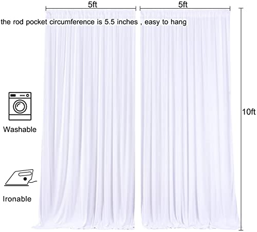 AK TRADING CO. 10 feet x 10 feet Polyester Backdrop Drapes Curtains Panels with Rod Pockets - Wedding Ceremony Party Home Window Decorations - White