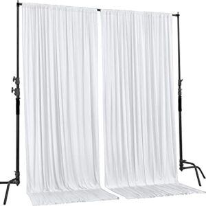 AK TRADING CO. 10 feet x 10 feet Polyester Backdrop Drapes Curtains Panels with Rod Pockets - Wedding Ceremony Party Home Window Decorations - White