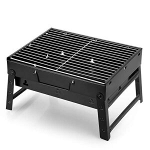 uten portable charcoal grill, stainless steel folding grill table top outdoor smoker bbq for camping, beach barbecue, smoker grill for camping picnics garden beach party (small 13.7”x9.4”x 2.3”)