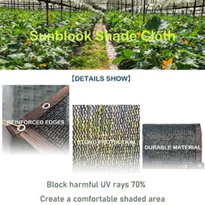 YEKUYEKU Sunblock Shade Cloth 70% Shade Net Greenhouse Covers 10ft x 10ft Fabric Mesh Tarp Sunshade Sunscreen UV Resistant Netting with Grommets for Garden Patio Lawn Plant Parking Yard or Kennel