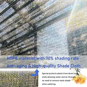 YEKUYEKU Sunblock Shade Cloth 70% Shade Net Greenhouse Covers 10ft x 10ft Fabric Mesh Tarp Sunshade Sunscreen UV Resistant Netting with Grommets for Garden Patio Lawn Plant Parking Yard or Kennel