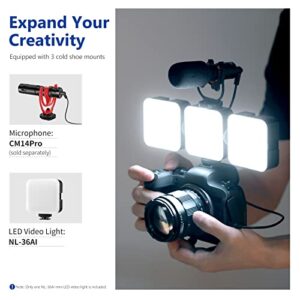 NEEWER LED Video Light, Portable Bi-Color 3200K~5600K Dimmable Camera Soft Lights with 3 Cold Shoes, CRI 97+, 8 Scene Modes, 2000mAh Rechargeable Battery for Gaming/YouTube/Vlog/Photography - NL-36AI