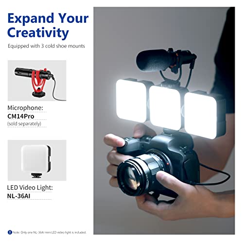 NEEWER LED Video Light, Portable Bi-Color 3200K~5600K Dimmable Camera Soft Lights with 3 Cold Shoes, CRI 97+, 8 Scene Modes, 2000mAh Rechargeable Battery for Gaming/YouTube/Vlog/Photography - NL-36AI