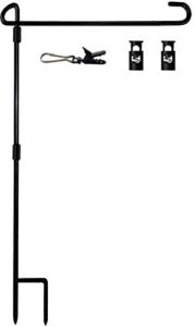 garden flag stand premium garden flag pole holder for all seasons yard flags metal powder-coated weather-proof paint with 2 stoppers and 1 anti-wind clips