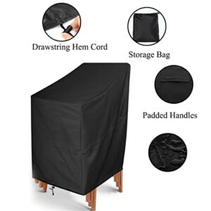 ConPus Outdoor Chair Cover Waterproof, Outdoor Patio Furniture Covers Stacked Chairs 210D, Lounge Chair Covers Outdoor Stack Chairs for All Weather Protection, Black, 25" L x 25" W x 47”H