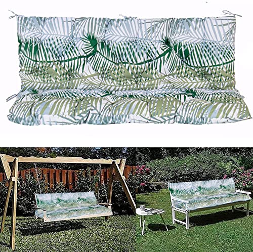 RUFXIEZW Outdoor Swing Seat Cushions with Backrest, 2-3 Seater Washable Seat Cushion Bench Cushions Waterproof Non-Slip Garden Recliner Cushionspatio Sofa Pad (Flower Color 2 59.06in*39.37in)