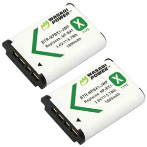 wasabi power np-bx1 battery (2-pack) for sony np-bx1/m8, cyber-shot dsc-hx80, hx90v, hx95, hx99, hx350, rx1, rx1r ii, rx100 (ii/iii/iv/v/va/vi/vii), fdr-x3000, hdr-as50, as300, zv-1 and more