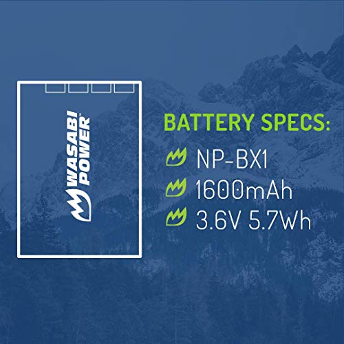 Wasabi Power NP-BX1 Battery (2-Pack) for Sony NP-BX1/M8, Cyber-Shot DSC-HX80, HX90V, HX95, HX99, HX350, RX1, RX1R II, RX100 (II/III/IV/V/VA/VI/VII), FDR-X3000, HDR-AS50, AS300, ZV-1 and More