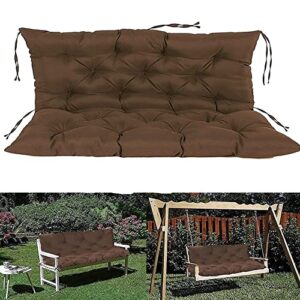 Bench Cushion for Outdoor Furniture Swing Replacement Cushions 3 Seat and Back Non-Slip Waterproof 4'' Thick Porch Swing Cushions with Ties for Garden Patio, 60in*40in (Brown)