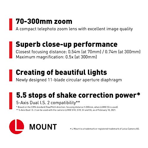 Panasonic LUMIX S Series Camera Lens, 70-300mm F4.5-5.6 Macro O.I.S. L Mount Interchangeable Lens for Mirrorless Full Frame Digital Cameras