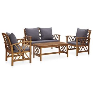 vidaxl solid acacia wood patio lounge set with cushions 4 pieces garden outdoor seating balcony terrace coffee table chairs armchair bench
