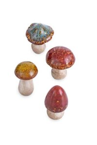 ficiti ceramic mushrooms figurine garden decor, lawn mushrooms decor, garden pots decoration, set of 4, 3 inches high