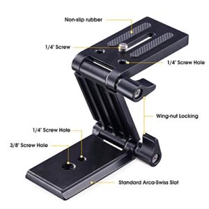 Universal Flex Tilt Head Z Mount Bracket Arca-Swiss Tripod Head Quick Release Plate Mounting for Monopod Slider Rail Cage Rig Stabilizer Gimbal Compatible with DSLR Camera Canon Nikon Sony Panasonic