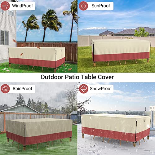 U-COMSO Patio Furniture Set Cover Waterproof, 600D Heavy Duty Lawn Patio Furniture Covers, Outdoor Sectional Sofa Cover Patio Table Chair Set Cover, 111" W x 74" D x 28" H, Beige & Orange