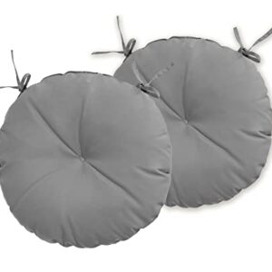 ROSNINIKA 2 Pack Round Bistro Seat Cushions Bistro Chair Cushion Round Cushion Outdoor Chair Cushions with Ties 15x15x4 Inches Gray