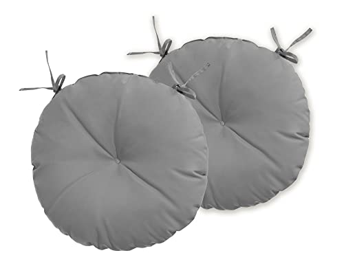 ROSNINIKA 2 Pack Round Bistro Seat Cushions Bistro Chair Cushion Round Cushion Outdoor Chair Cushions with Ties 15x15x4 Inches Gray