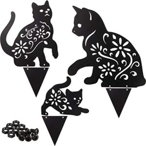 3 pieces black cat decorative garden stakes metal cute cat garden decorative silhouette animal outdoor statues for cat lovers yard garden lawn decorations