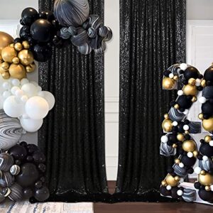 Black Sequin Backdrop Curtain Black Backdrop 2 Panels 2ftx8ft Curtain Drapes Sequin Background for Parties Shimmer Wall Backdrop Cloth