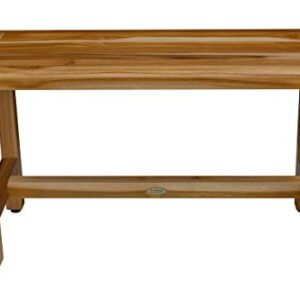 EcoDecors Earthy Teak Shower Bench Eleganto Wooden Seat Garden Bench Natural Teak Wood Patio Bench Armless Bench for Indoors and Outdoors - 30 inches Length