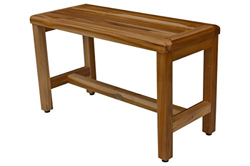 EcoDecors Earthy Teak Shower Bench Eleganto Wooden Seat Garden Bench Natural Teak Wood Patio Bench Armless Bench for Indoors and Outdoors - 30 inches Length