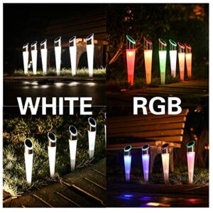 pearlstar Solar Lights Outdoor Garden Pathway Lights LED Landscape Lighting Waterproof for Path Lawn Patio Yard Walkway Driveway,4 LED Bulbs& 2 Lights Effect,White&Color Changing Lights (4pack)