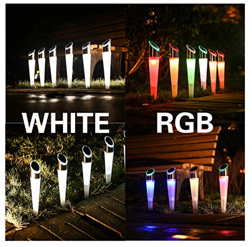 pearlstar Solar Lights Outdoor Garden Pathway Lights LED Landscape Lighting Waterproof for Path Lawn Patio Yard Walkway Driveway,4 LED Bulbs& 2 Lights Effect,White&Color Changing Lights (4pack)