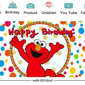 MEDSOX Elmo Backdrop for Birthday Party Supplies 5x3ft Cartoon Banner for Street Party Decorations, black, One Size